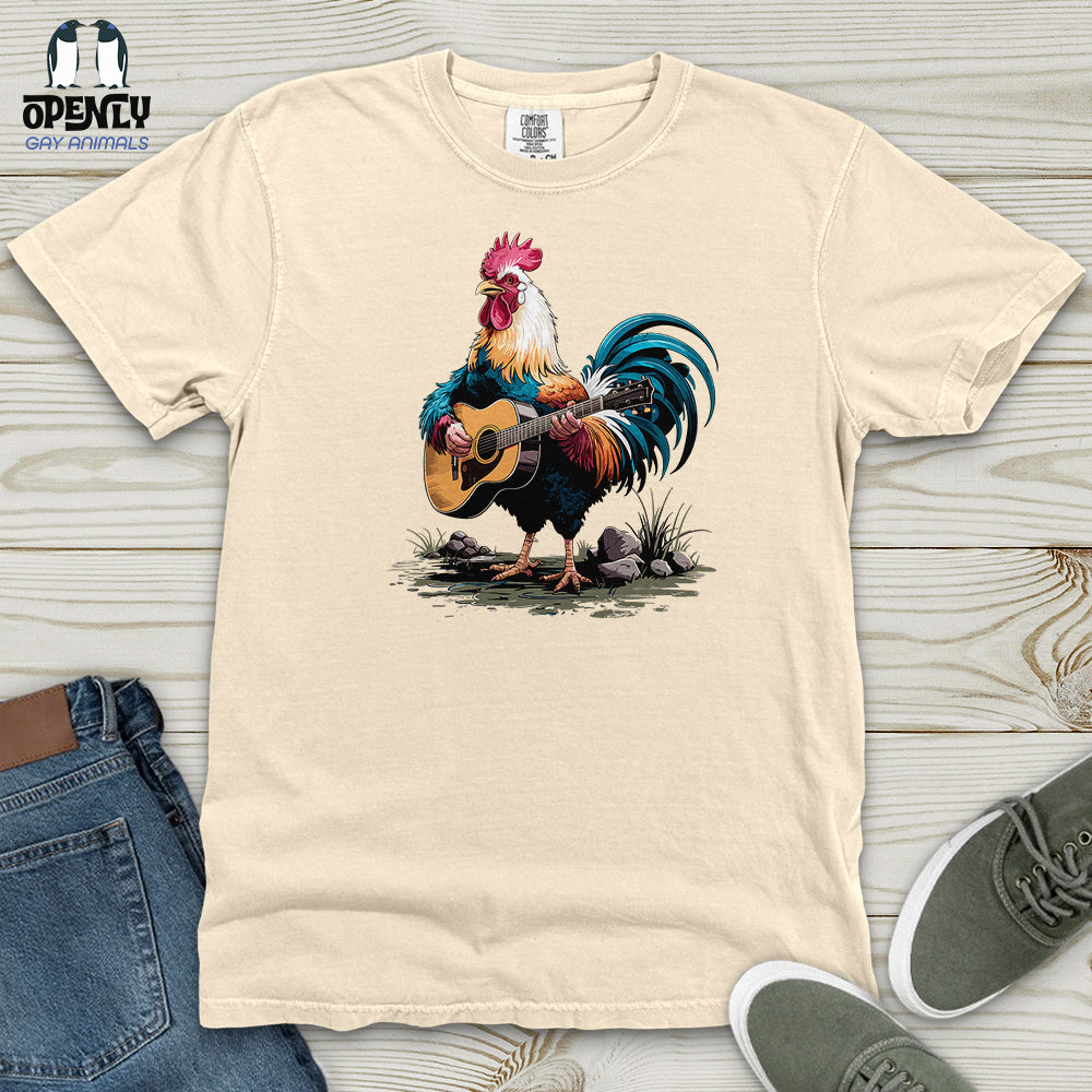 Rooster Playing Gutter Heavy Cotton Comfort Colors Tee Gift For Animal Lover