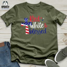 Red White Blessed Softstyle Tee Gift For Animal Lover