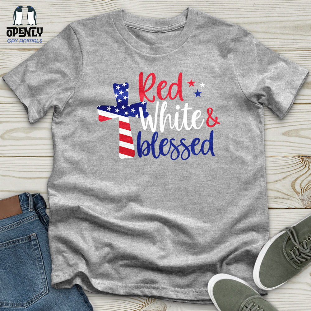 Red White Blessed Softstyle Tee Gift For Animal Lover