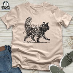 Scribble Cat Unisex T Shirt Gift For Cat Lover