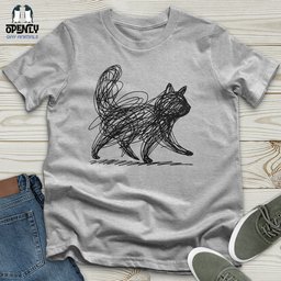 Scribble Cat Unisex T Shirt Gift For Cat Lover
