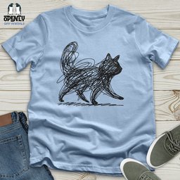 Scribble Cat Unisex T Shirt Gift For Cat Lover