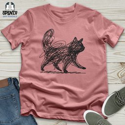 Scribble Cat Unisex T Shirt Gift For Cat Lover