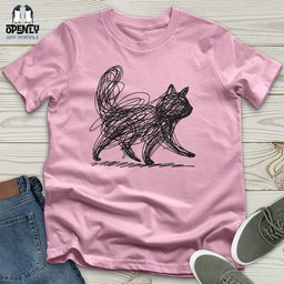 Scribble Cat Unisex T Shirt Gift For Cat Lover
