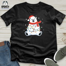 Polar Bear Merry Christmas Unisex T Shirt Gift For Animal Lover