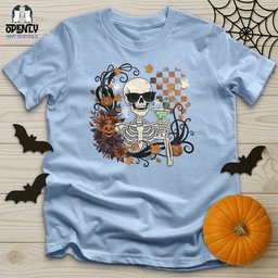 Skeleton Drink Wine Unisex T Shirt Gift For Animal Lover