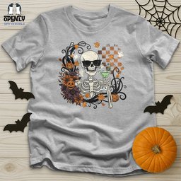 Skeleton Drink Wine Unisex T Shirt Gift For Animal Lover