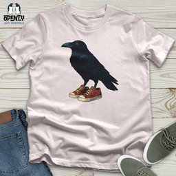 Raven Wearing Sneakers Softstyle Tee Gift For Animal Lover