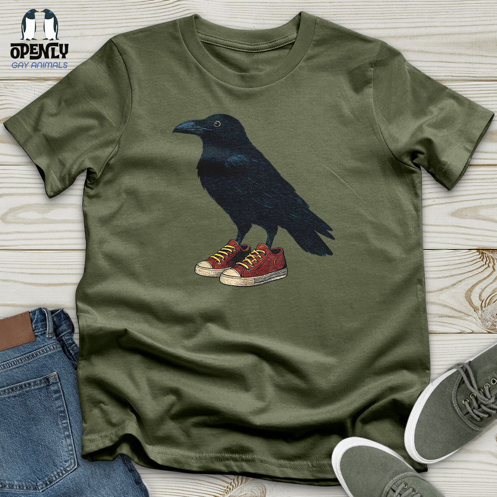 Raven Wearing Sneakers Softstyle Tee Gift For Animal Lover