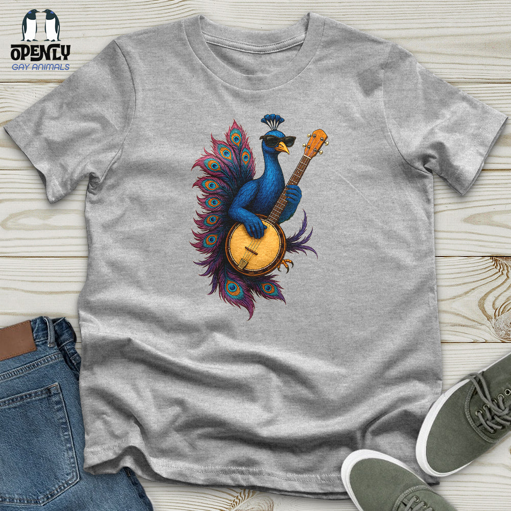 Peacock Rockstar With Banjo Unisex T Shirt Gift For Animal Lover