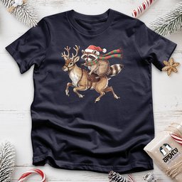 Raccoon Riding Reindeer Unisex T Shirt Gift For Animal Lover