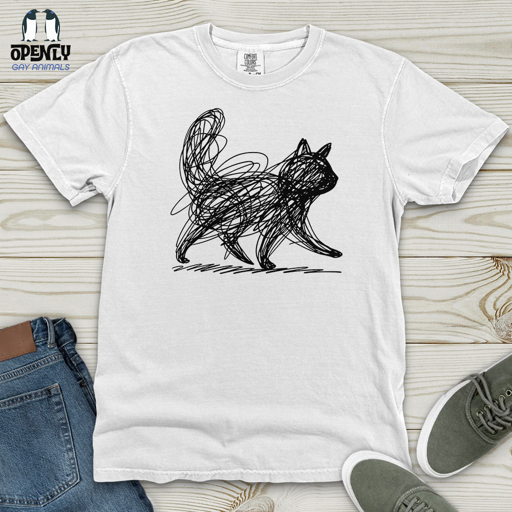 Scribble Cat Heavy Cotton Comfort Colors Tee Gift For Cat Lover
