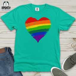 Rainbow Heart Lgbt Ally Heavy Cotton Comfort Colors Tee Gift For Animal Lover
