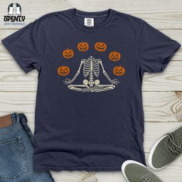 Pumpkin Skeleton Heavy Cotton Comfort Colors Tee Gift For Animal Lover