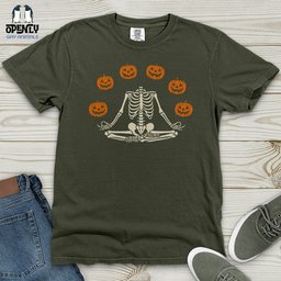 Pumpkin Skeleton Heavy Cotton Comfort Colors Tee Gift For Animal Lover