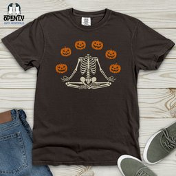 Pumpkin Skeleton Heavy Cotton Comfort Colors Tee Gift For Animal Lover