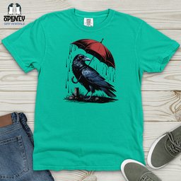 Raven In Rain Heavy Cotton Comfort Colors Tee Gift For Animal Lover