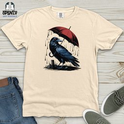 Raven In Rain Heavy Cotton Comfort Colors Tee Gift For Animal Lover
