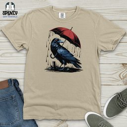 Raven In Rain Heavy Cotton Comfort Colors Tee Gift For Animal Lover