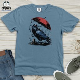 Raven In Rain Heavy Cotton Comfort Colors Tee Gift For Animal Lover