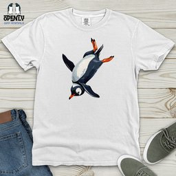 Penguin Sliding Fun Heavy Cotton Comfort Colors Tee Gift For Animal Lover