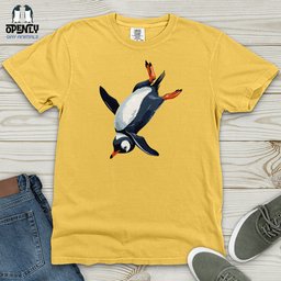 Penguin Sliding Fun Heavy Cotton Comfort Colors Tee Gift For Animal Lover