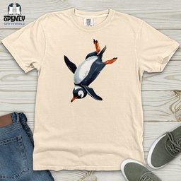Penguin Sliding Fun Heavy Cotton Comfort Colors Tee Gift For Animal Lover