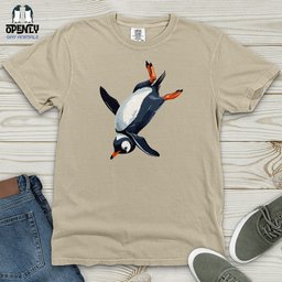 Penguin Sliding Fun Heavy Cotton Comfort Colors Tee Gift For Animal Lover