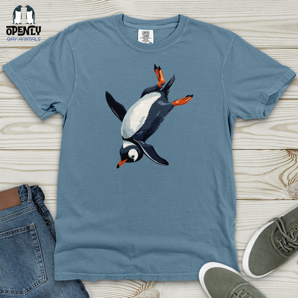 Penguin Sliding Fun Heavy Cotton Comfort Colors Tee Gift For Animal Lover
