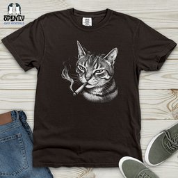 Smoking Cat Heavy Cotton Comfort Colors Tee Gift For Cat Lover