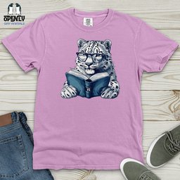 Scholarly Snow Leopard Heavy Cotton Comfort Colors Tee Gift For Animal Lover