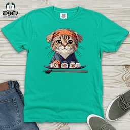 Sushi Master Cat Heavy Cotton Comfort Colors Tee Gift For Cat Lover