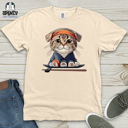 Sushi Master Cat Heavy Cotton Comfort Colors Tee Gift For Cat Lover