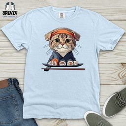 Sushi Master Cat Heavy Cotton Comfort Colors Tee Gift For Cat Lover
