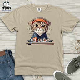 Sushi Master Cat Heavy Cotton Comfort Colors Tee Gift For Cat Lover