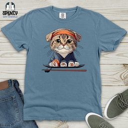 Sushi Master Cat Heavy Cotton Comfort Colors Tee Gift For Cat Lover