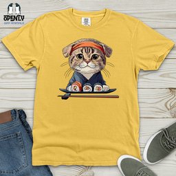 Sushi Master Cat Heavy Cotton Comfort Colors Tee Gift For Cat Lover
