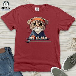 Sushi Master Cat Heavy Cotton Comfort Colors Tee Gift For Cat Lover