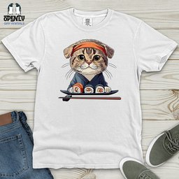 Sushi Master Cat Heavy Cotton Comfort Colors Tee Gift For Cat Lover