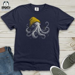 Winter Octopus Heavy Cotton Comfort Colors Tee Gift For Animal Lover