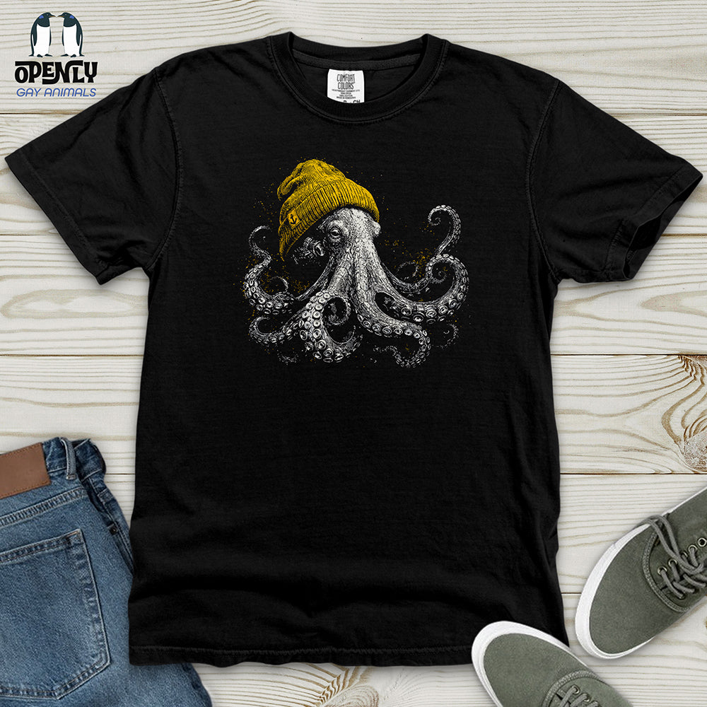 Winter Octopus Heavy Cotton Comfort Colors Tee Gift For Animal Lover
