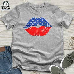 USA Flag Lips Unisex T Shirt Gift For Animal Lover