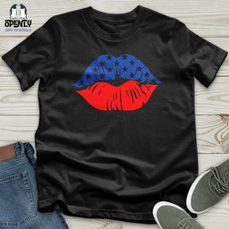 USA Flag Lips Unisex T Shirt Gift For Animal Lover