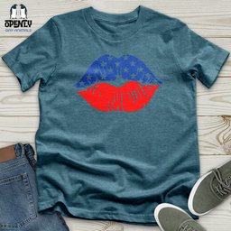 USA Flag Lips Unisex T Shirt Gift For Animal Lover