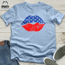 USA Flag Lips Unisex T Shirt Gift For Animal Lover