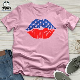 USA Flag Lips Unisex T Shirt Gift For Animal Lover