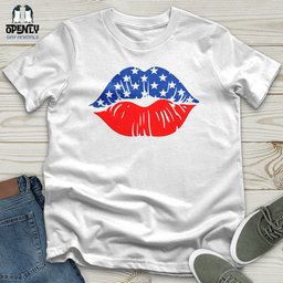 USA Flag Lips Unisex T Shirt Gift For Animal Lover