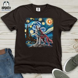Wolf Starry Night Heavy Cotton Comfort Colors Tee Gift For Animal Lover