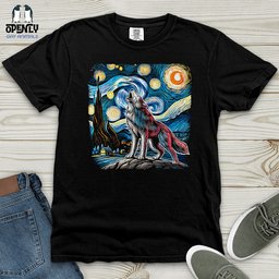 Wolf Starry Night Heavy Cotton Comfort Colors Tee Gift For Animal Lover