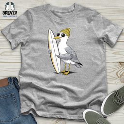 Surfing Seagull Softstyle Tee Gift For Animal Lover